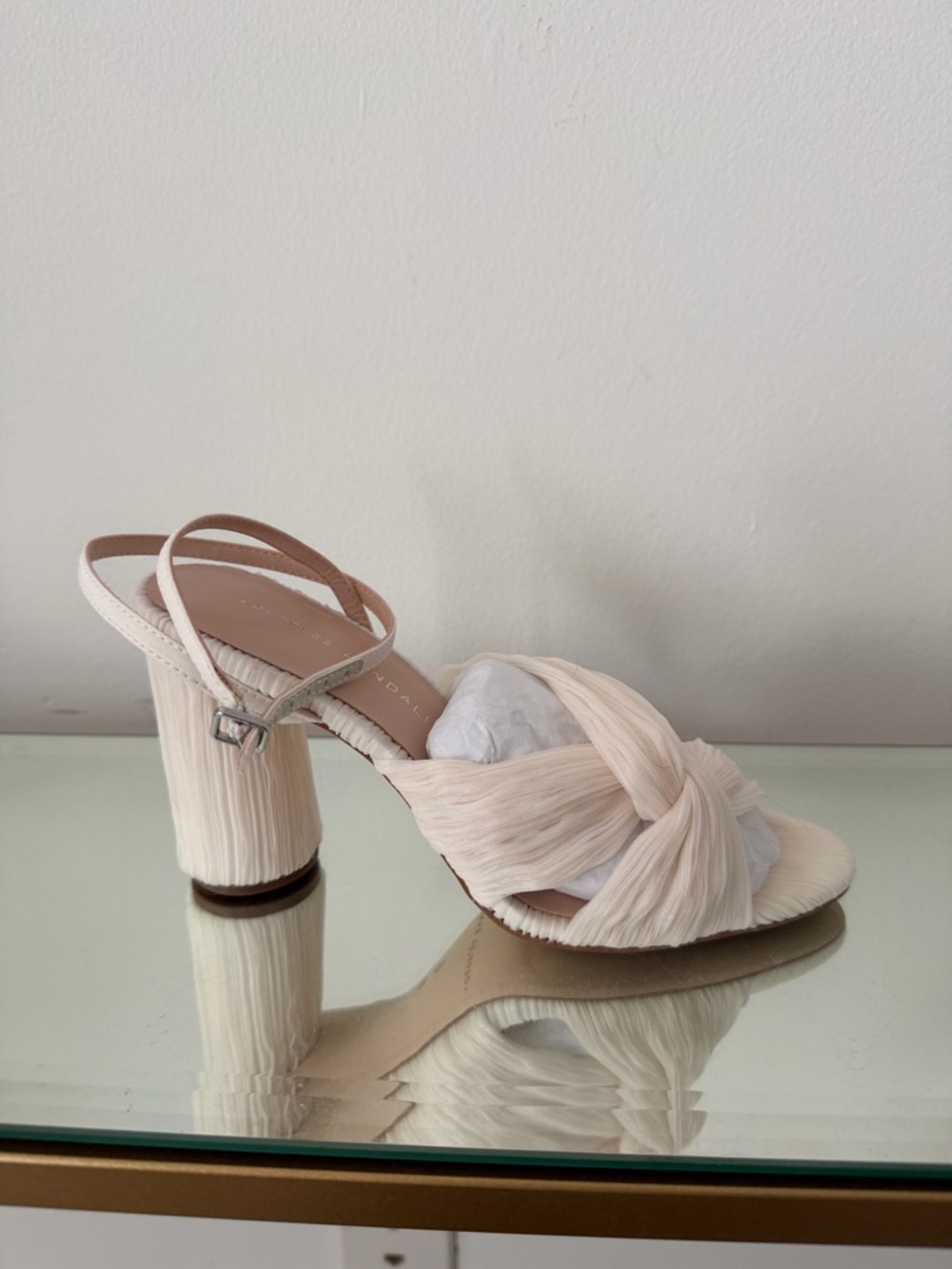 NWOB Loeffler Randall Pleated Sandals (Pearl White) - Picture 2 of 6